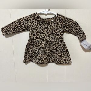 Carters Baby Girl Leopard Print Dress 100% Cotton Newborn